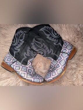 Roper Kids Glitter Diamonds Cowgirl Western Boots Geometric size 3